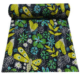 Indische Baumwolle Kantha Quilt Bettwäsche Bettüberwurf Sofaüberwurf Tagesdecke Queen Size Handgemacht Vintage Decke Vintage Gudri Floral Print